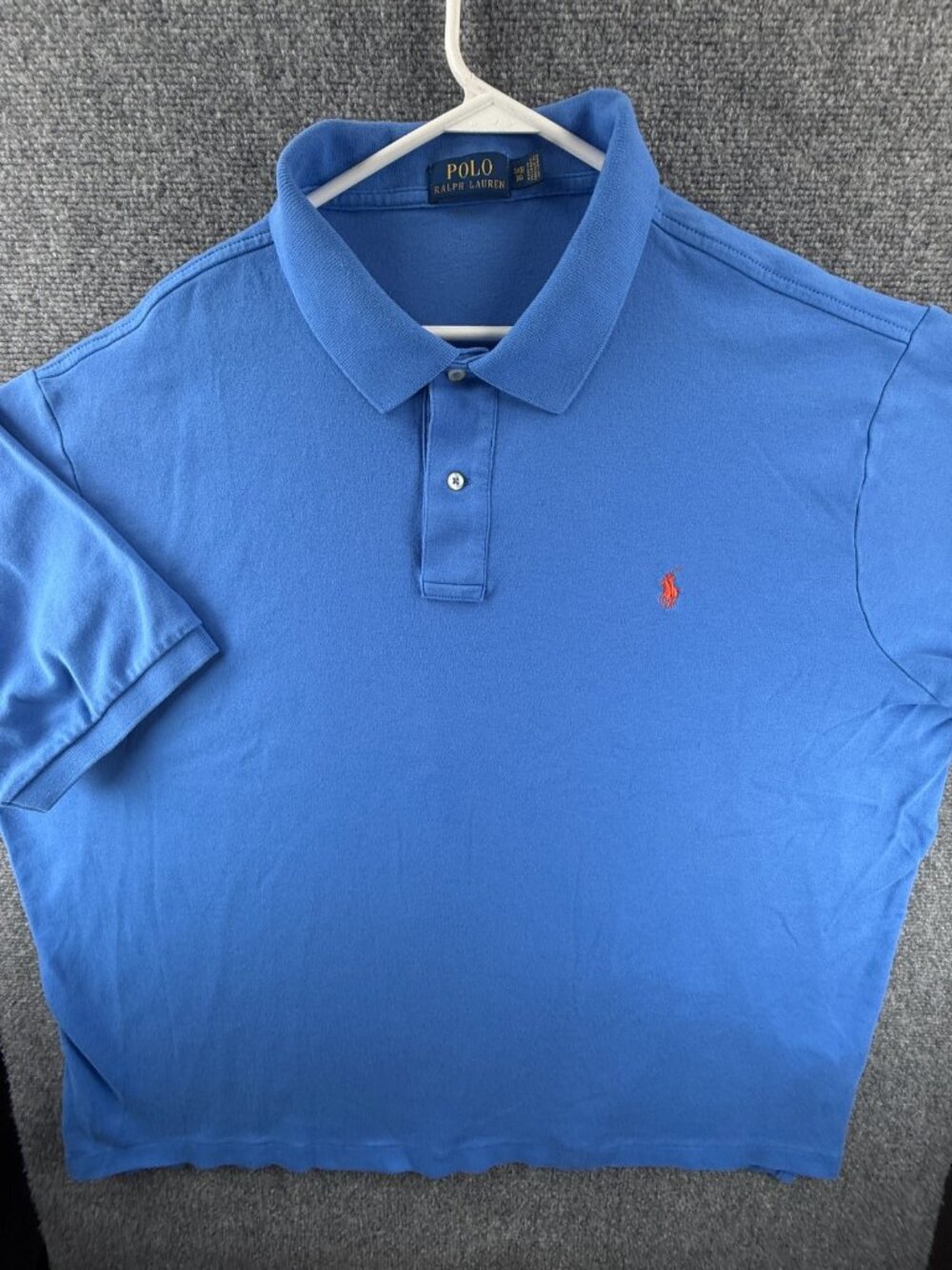 Polo Ralph Lauren 3XB Big Blue Short Sleeve Polo Shirt Knit Soft Orange Pony
